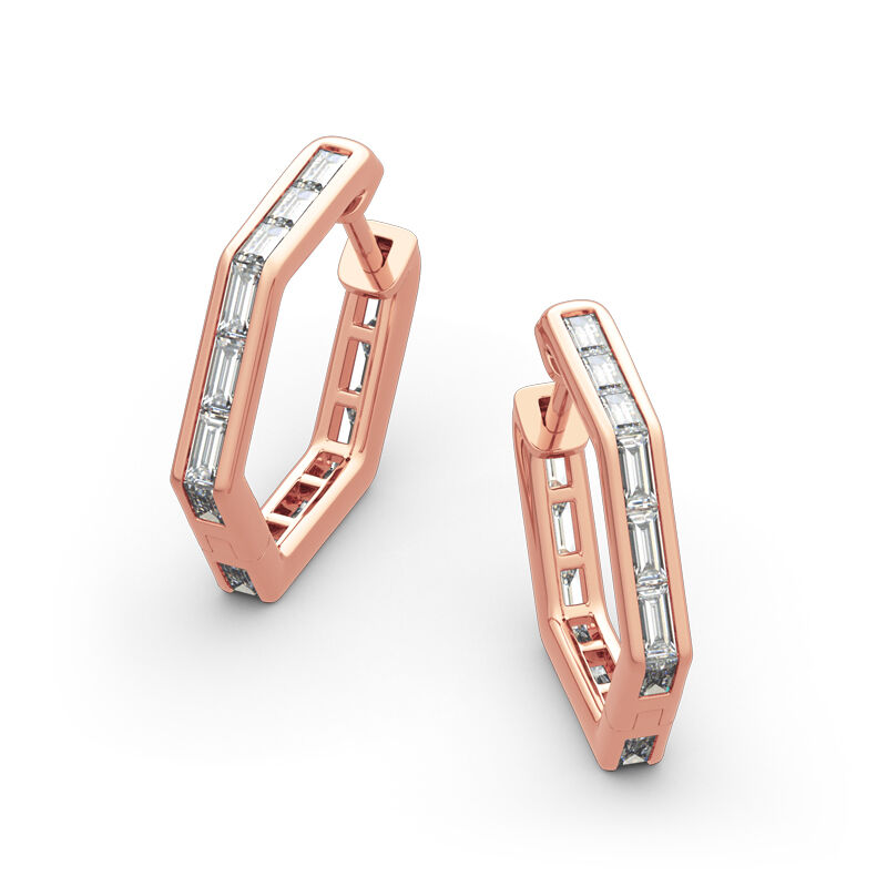 Jeulia Geometric Design Sterling Silver Hoop Earrings