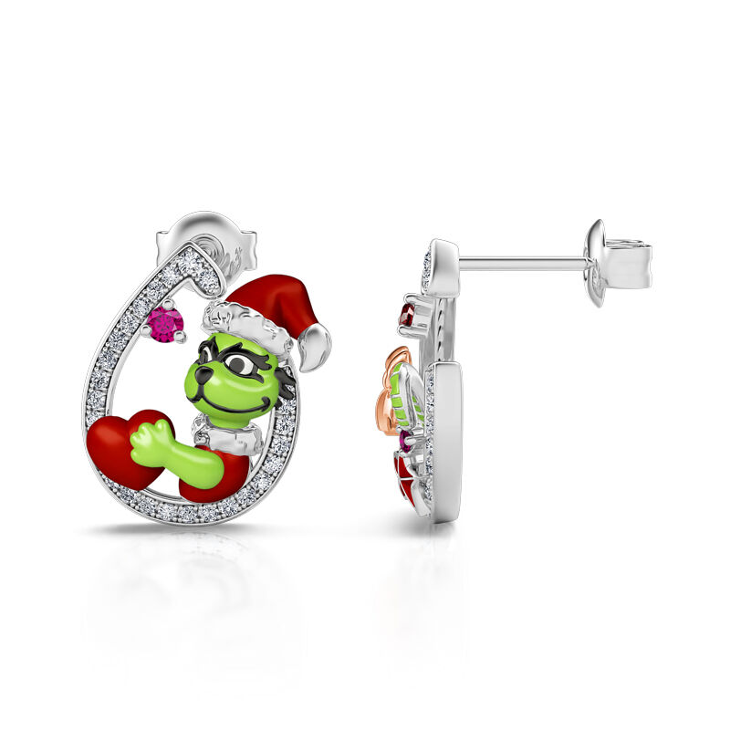 Jeulia "Get Your Gifts" Christmas Monster Inspired Sterling Silver Earrings