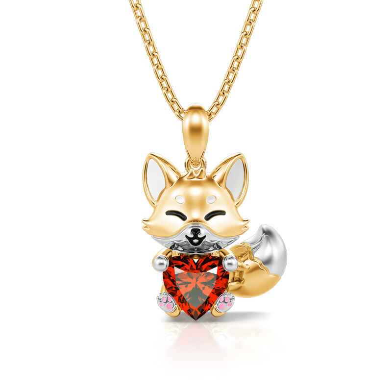 Jeulia Hug Me "Baby Fox" Heart Cut Sterling Silver Jewelry Set