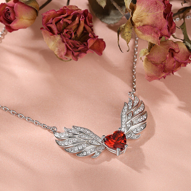 Jeulia "Love Journey" Heart Cut Wings Sterling Silver Necklace