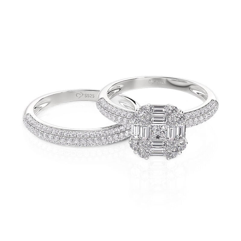 Jeulia Special Square Eternity Ring Set 2PCS
