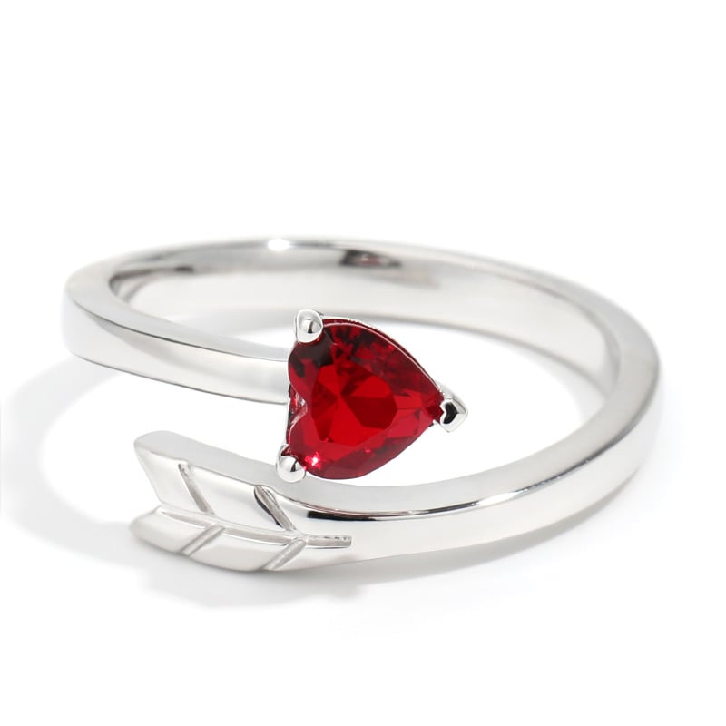 Jeulia "Cupid's Arrow" Heart Cut Sterling Silver Ring