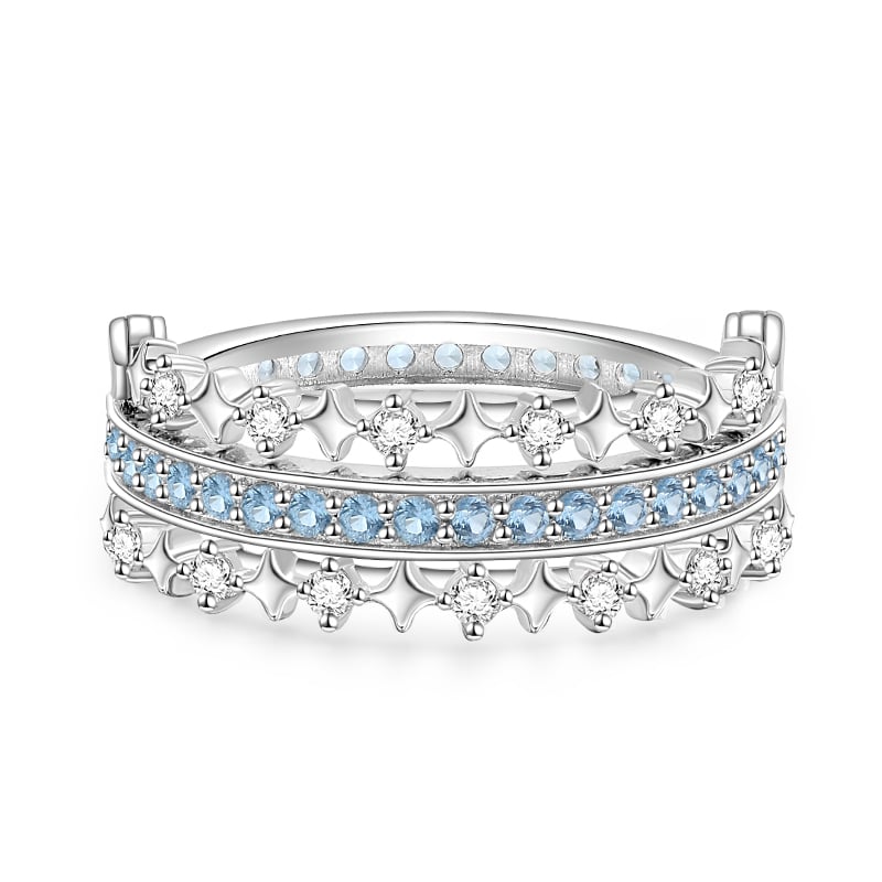 Jeulia River of Stars Turnable Tennis Promise Ring Sterling Silver