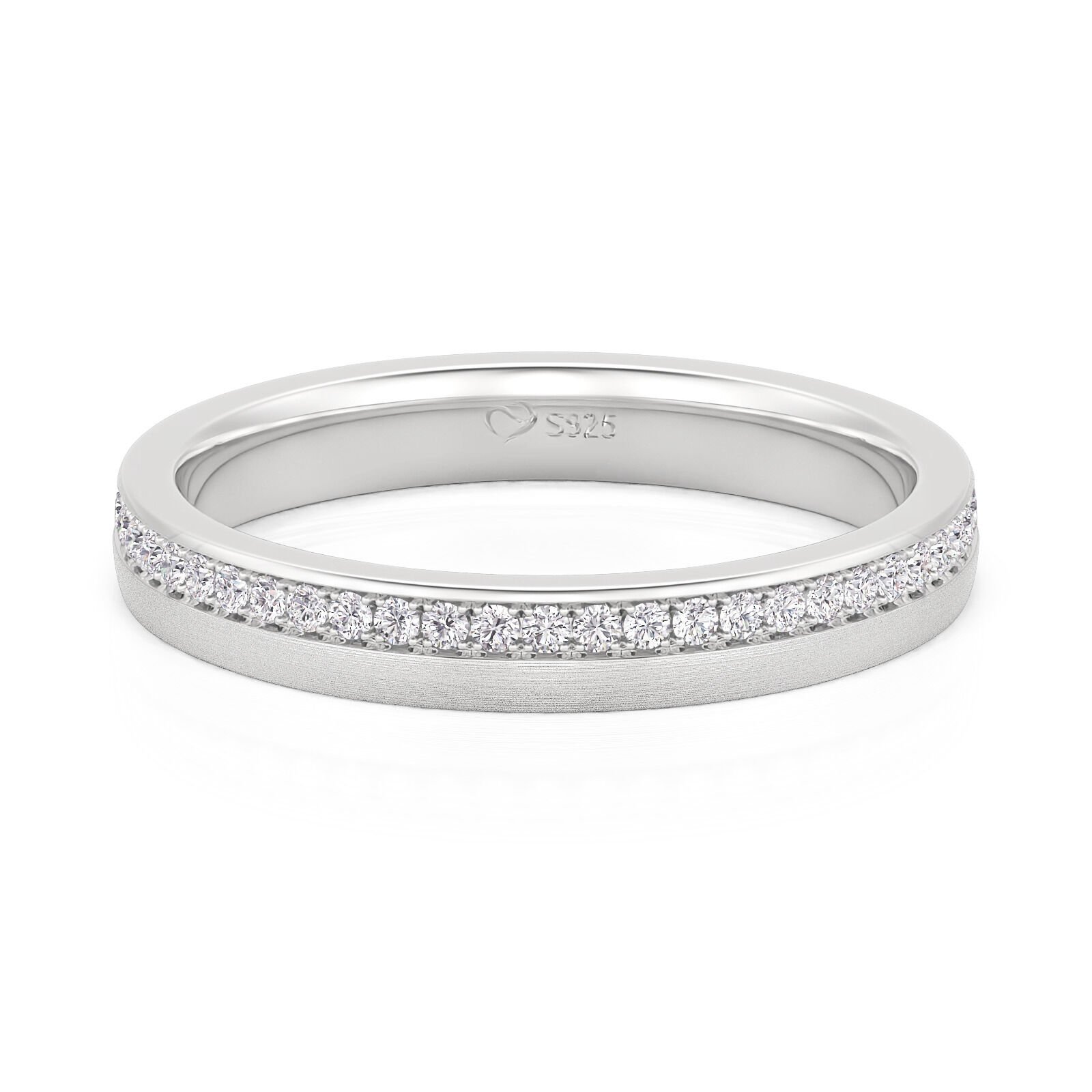 Jeulia Brushed Polished Eternity Wedding Band for Women