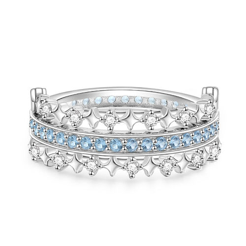 Jeulia River of Stars Turnable Tennis Promise Ring Sterling Silver ...