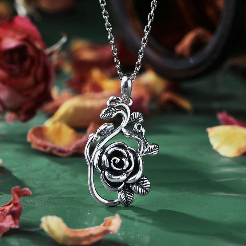 Jeulia "Rose" Flower sterling silver halsband