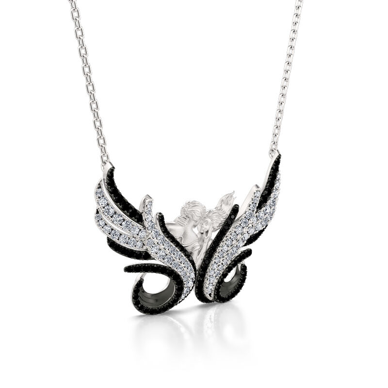 Jeulia "Eternal Love" Butterfly Lovers Sterling Silver Necklace