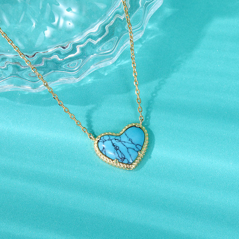 Jeulia "Blue Heart" turkos sterling silver halsband