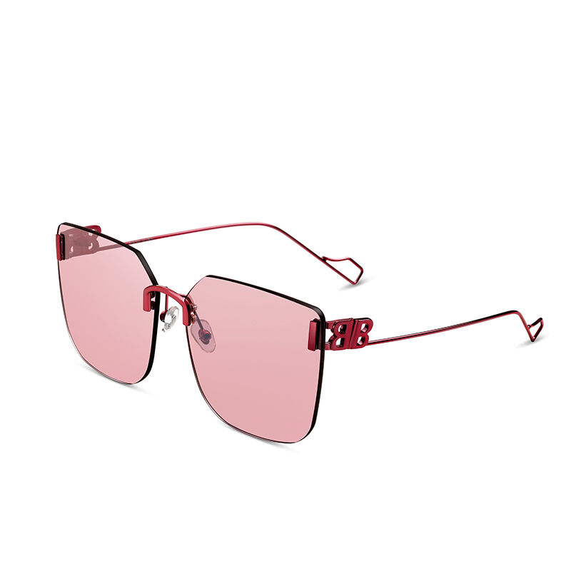 Jeulia "Butterfly" Square Rimless Red Oversize Women's Sunglasses