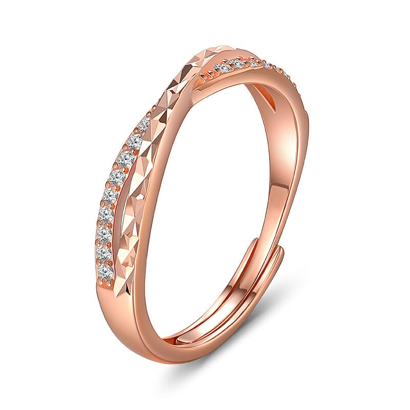 Jeulia Adjustable Crossover Ring for Women Sterling Silver