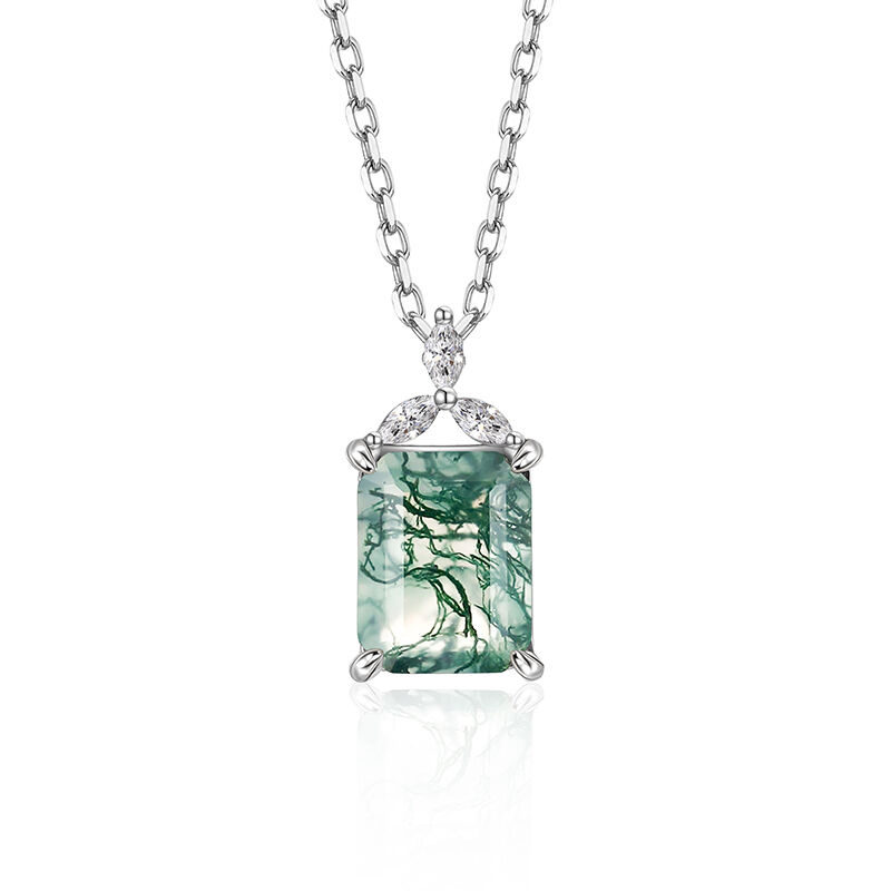 Jeulia Classic Clover Moss Agate Necklace Jeulia Classic Clover Moss Agate Necklace