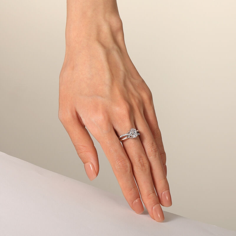 Jeulia Bague de Fiançailles Ovale Tordu Personnalisée en Argent Sterling