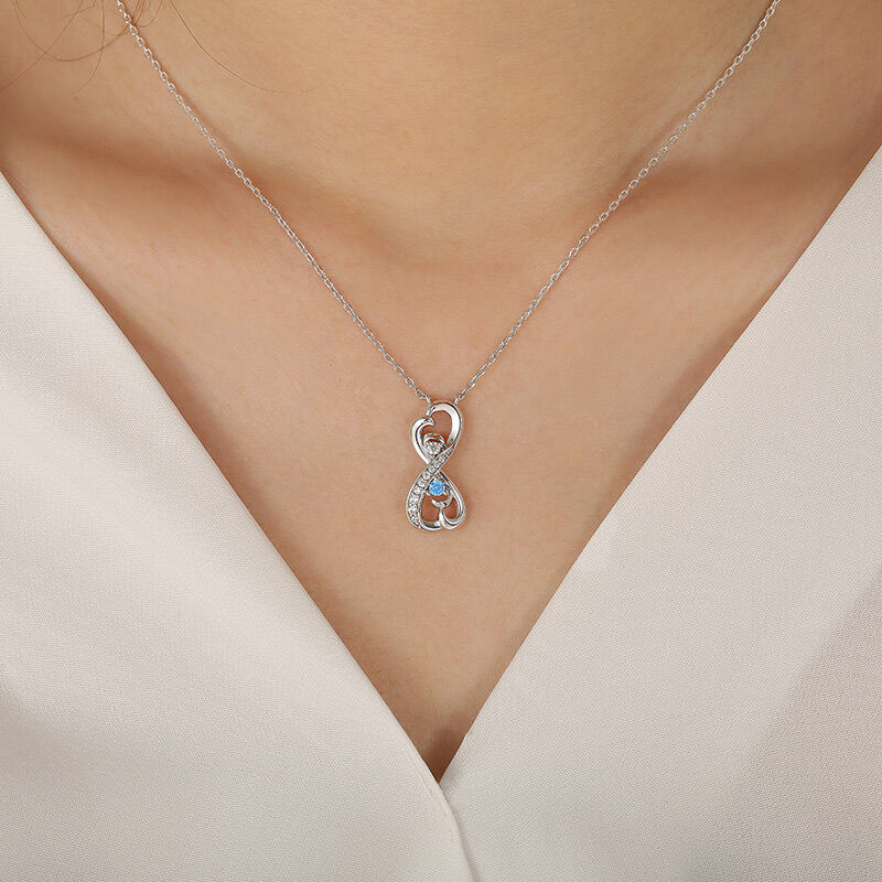 Jeulia Infinity Scroll Pattern Custom Birthstone Necklace