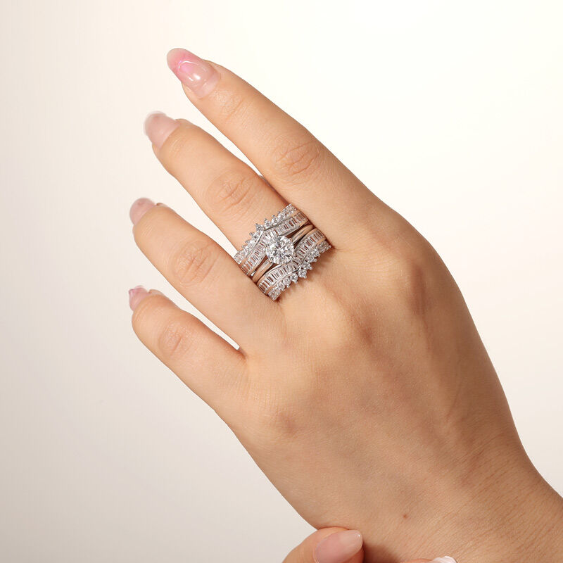 Jeulia Round Cut Interchangeable Bridal Ring Set