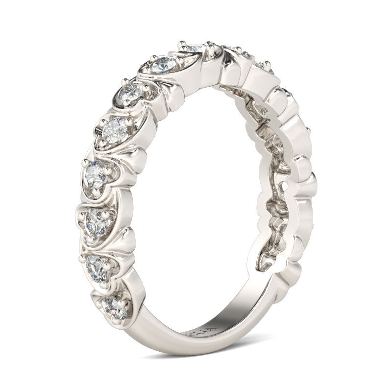 جوليا خاتم بقطع دائري من الفضة الإسترليني بتصميم قلب النسائية