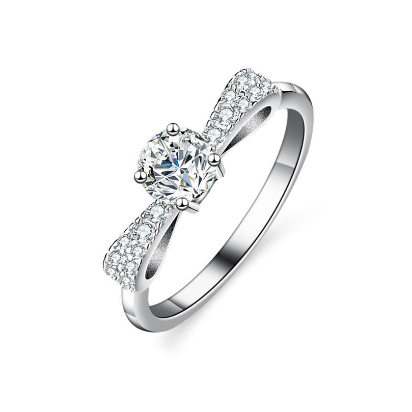 Jeulia Cute Bowknot Round Engagement Ring