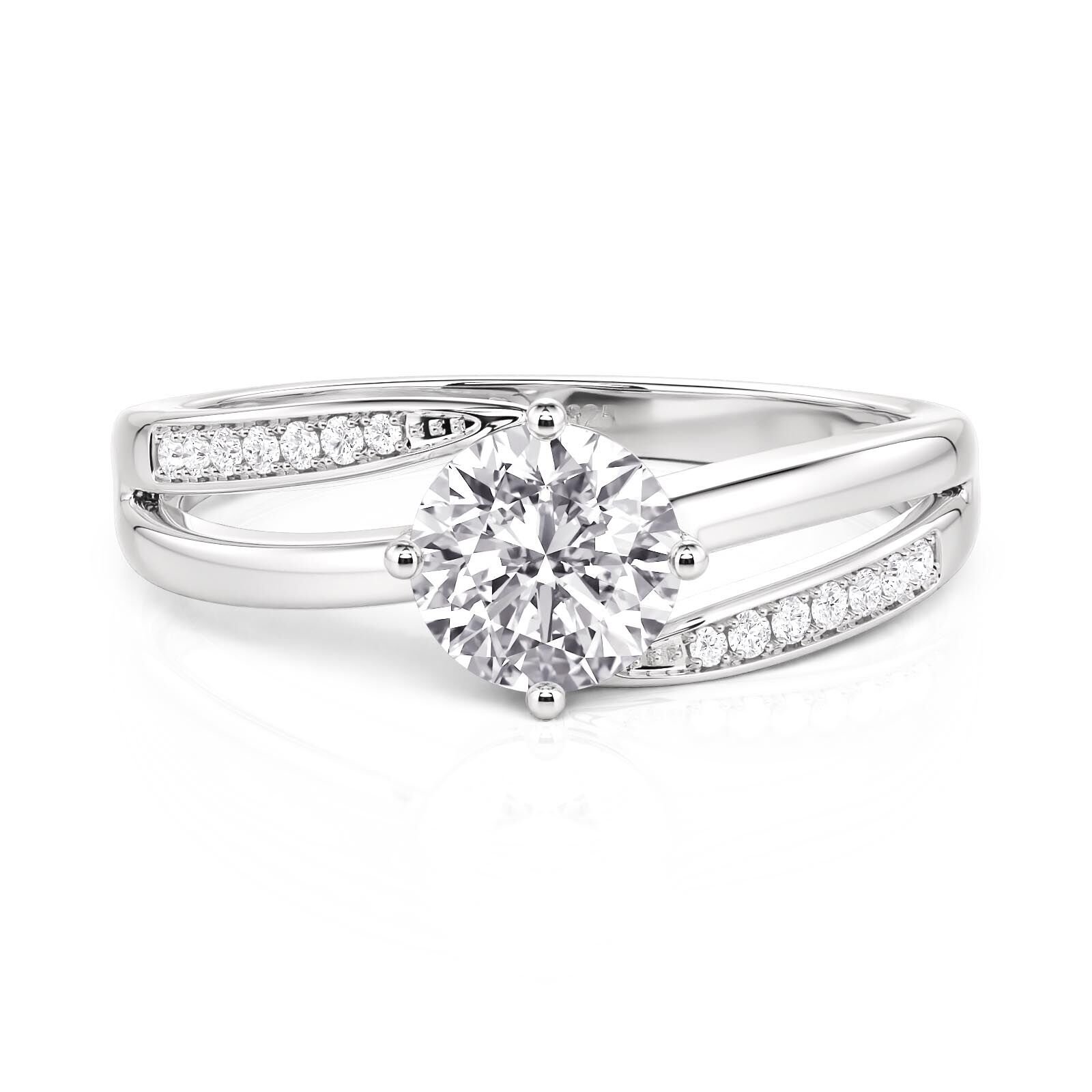 Jeulia Simple Bypass Wedding Ring Sterling Silver