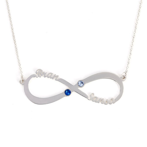 Infinity necklace online with two birthstones