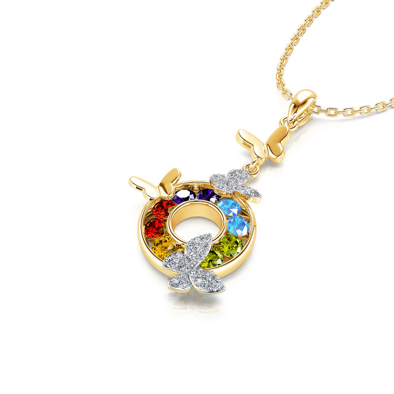 Jeulia Schmetterling auf Regenbogen Kreis Sterling Silber Halskette