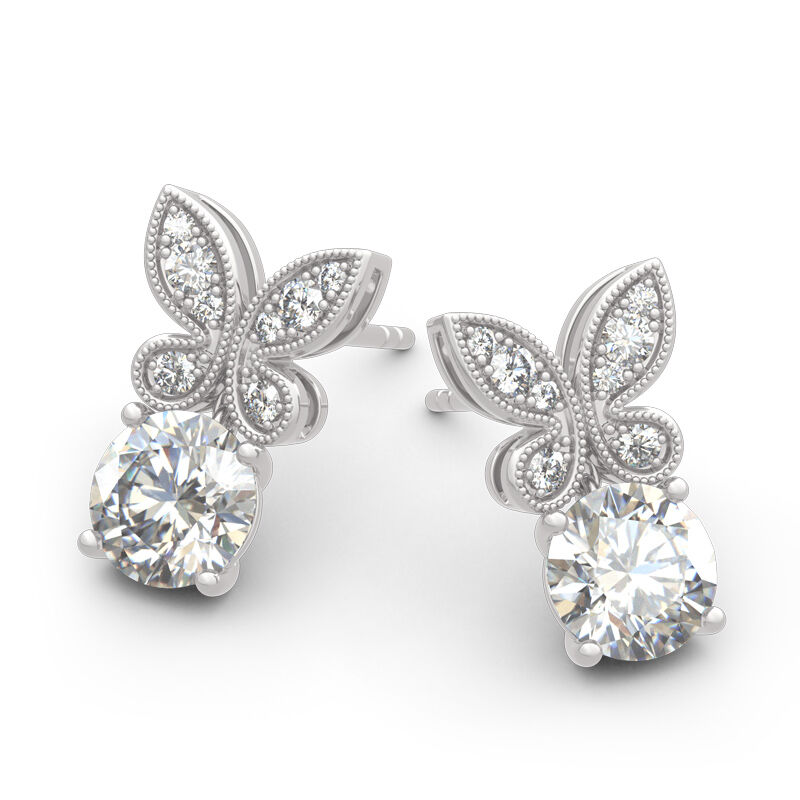 Jeulia Butterfly Round Cut Sterling Silver Drop Earrings