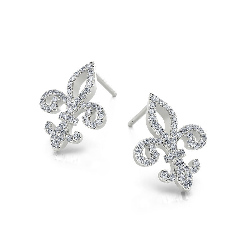 Jeulia Fleur-de-lis Sterling Silver Stud Earrings