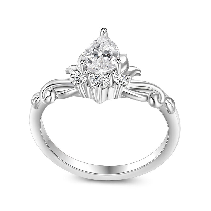Jeulia Water Lily Pear Cut Engagement Ring Sterling Silver
