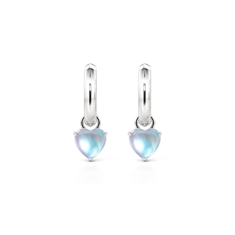 Jeulia Simple Heart Moonstone Hoop Earrings