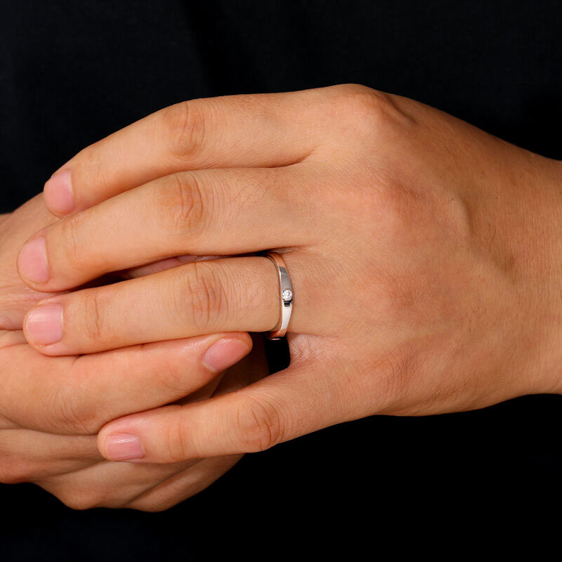 Jeulia Anillo de Boda Solitario Clásico para Hombres de Plata de Ley