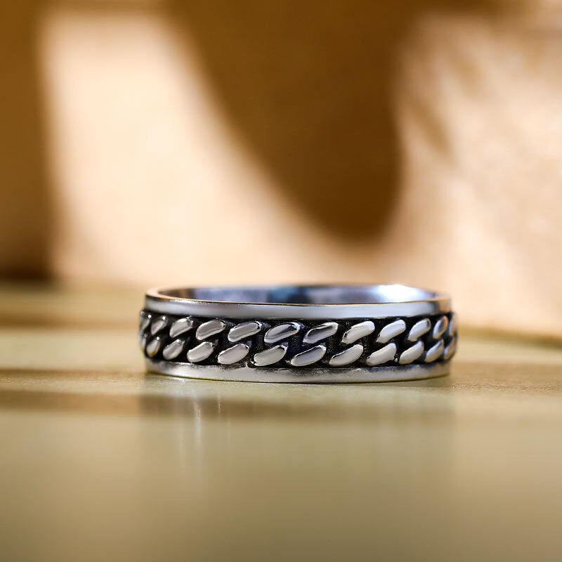 Jeulia "Chain Link" Sterling Silver Band