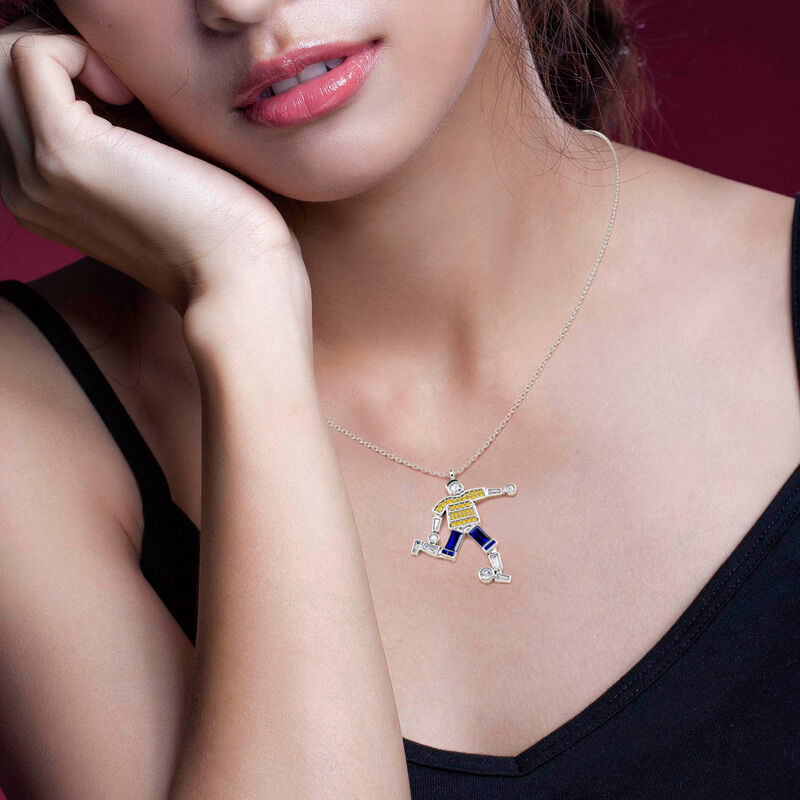 Jeulia "Score A Goal" Football  Athlete Design Sterling Silver Necklace