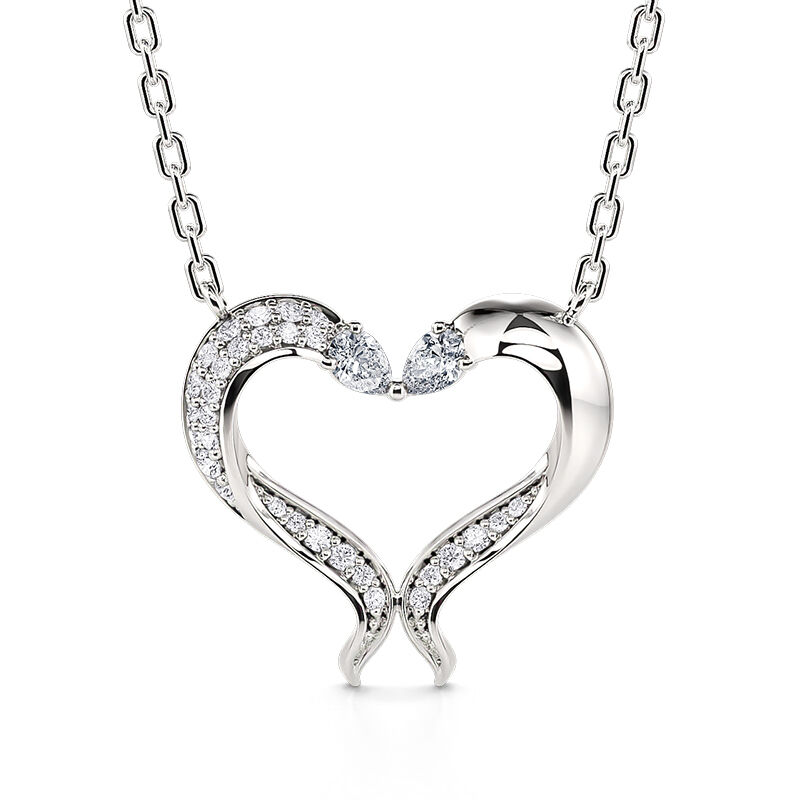 Jeulia "Fishes Dance" Heart-Shaped Sterling Silver Necklace