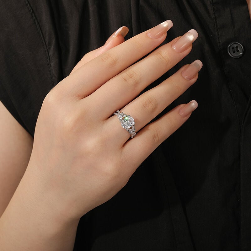 Jeulia Butterfly Inspired Twisted Oval Engagement Ring