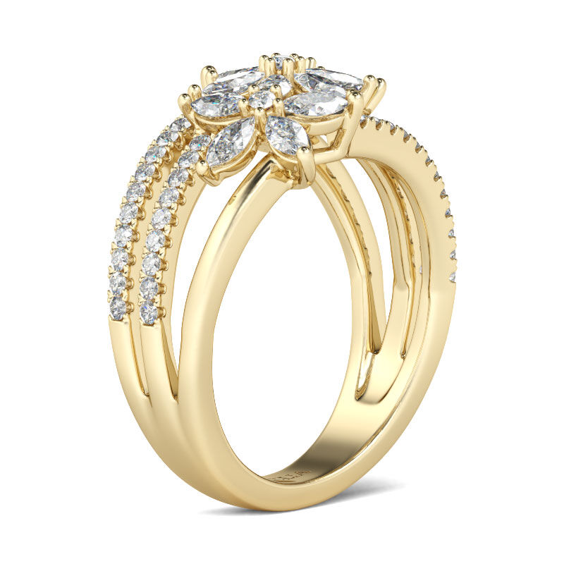 جوليا خاتم الفضة الإسترليني بقطع ماركيز كلاسيكي النسائية بتصميم أزهار