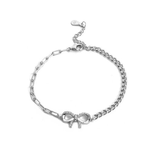 Jeulia Delicate Bowknot Chain Sterling Silver Bracelet