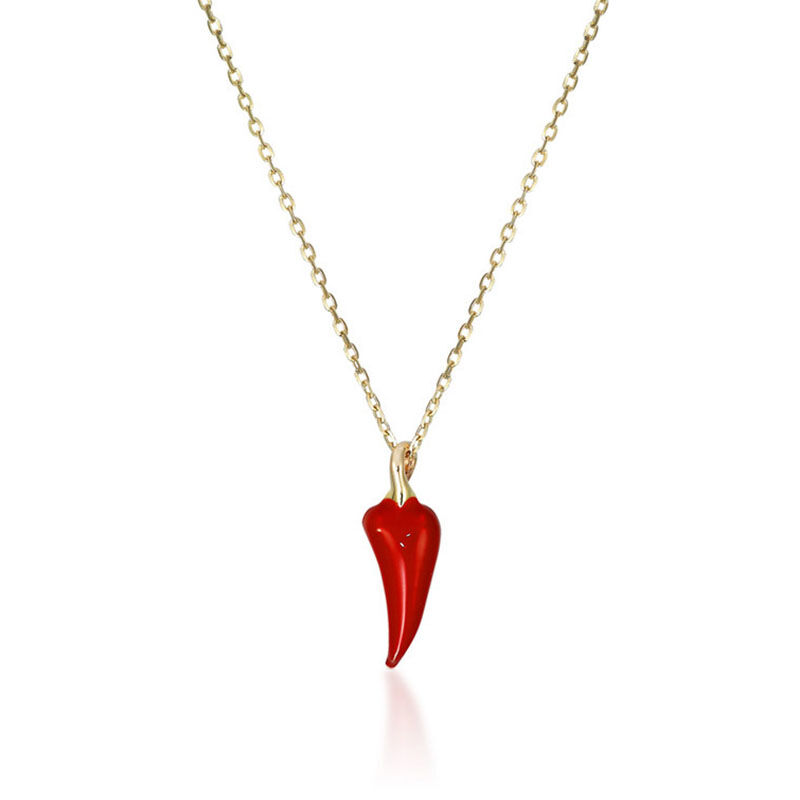 Jeulia Red Small Pepper Pendant Necklace