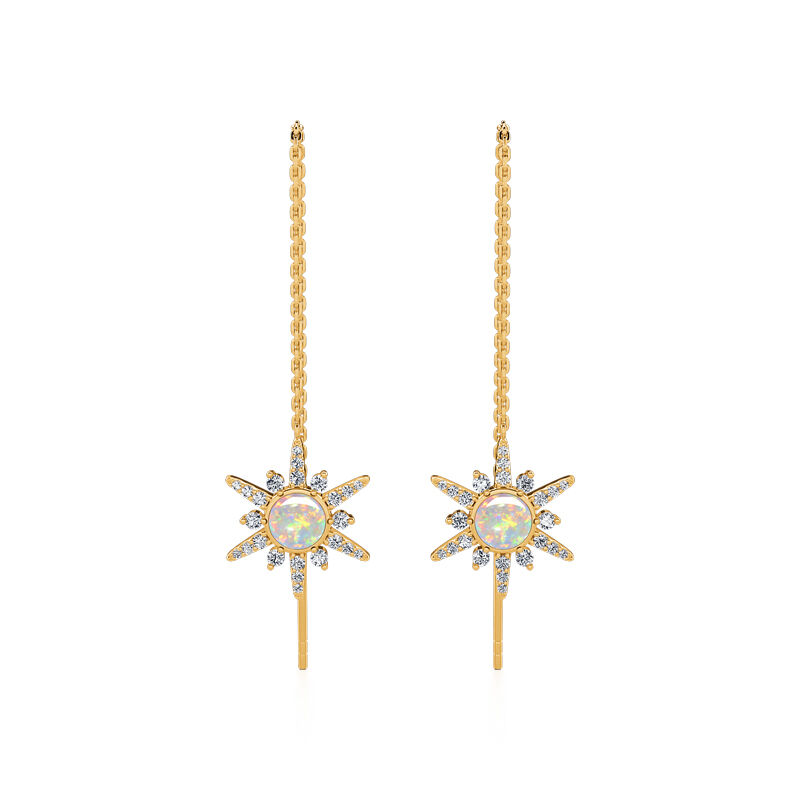 Jeulia "Natural Fire" North Star Opal Sterling Silver Threader Earrings