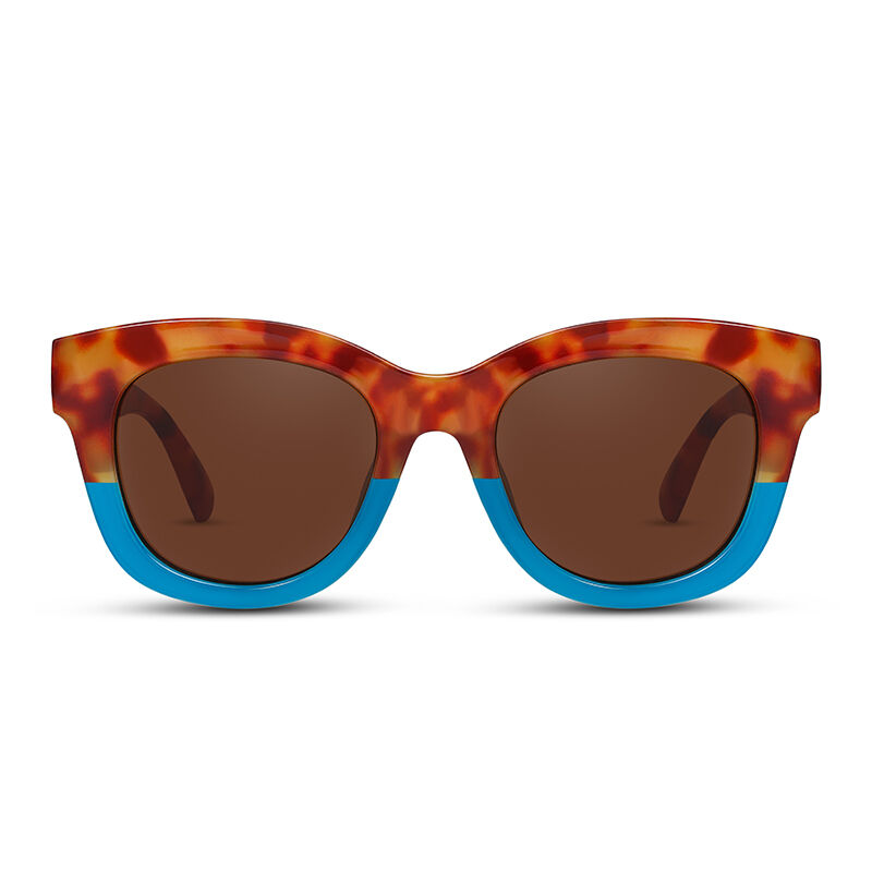 Jeulia "Crush" Square Tortoise Blue/Brown Women's Sunglasses
