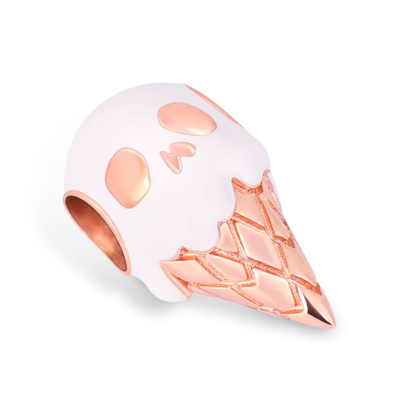 "You Look So Sweet" Sterling Silver Skull Ice Cream Charm Bead