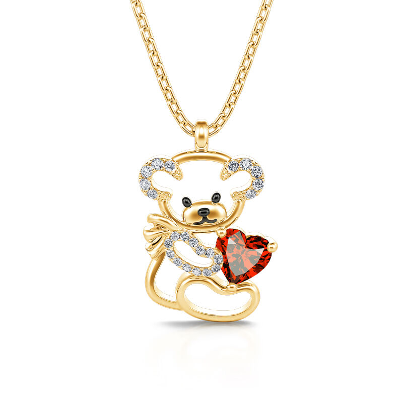 Jeulia "Fall in Love" Teddy Bear and Heart Sterling Silver Jewelry Set