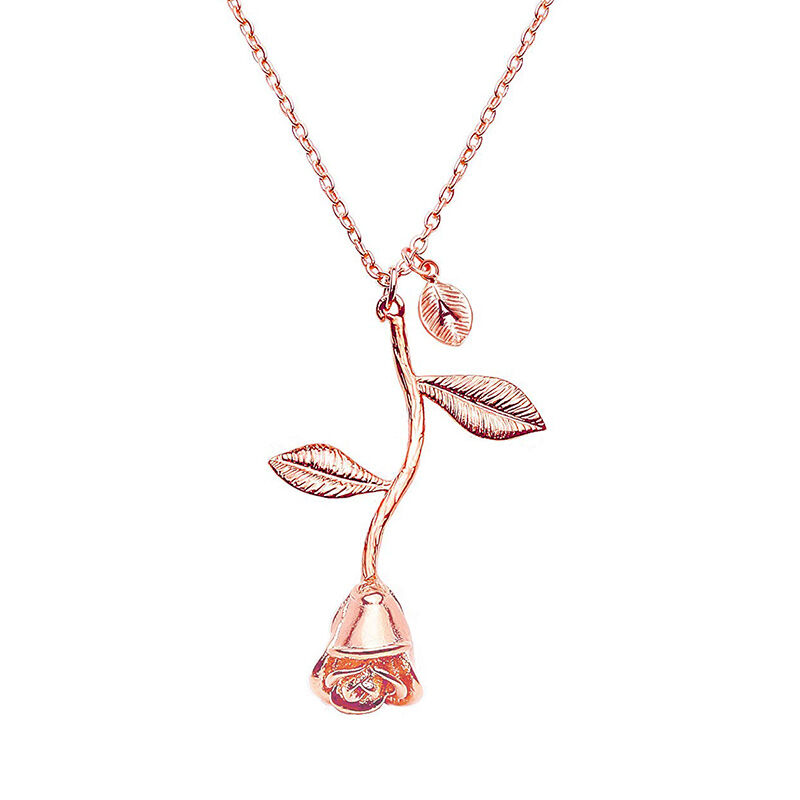 Jeulia Rose With Initial Necklace Sterling Silver