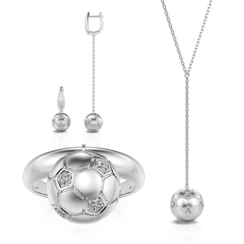 Jeulia "I Love Football" Sterling Silver Dangle Jewelry Set