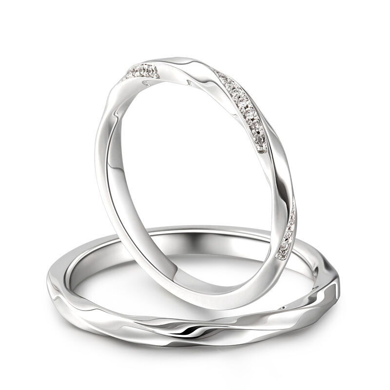 Jeulia "Love Entwined" Sterling Silver Couple Rings