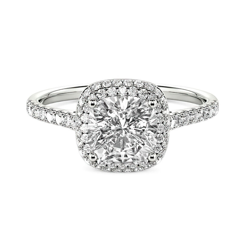 Jeulia Cushion Cut Halo Sterling Silver Engagement Ring