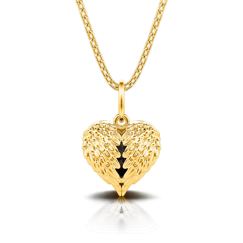Jeulia Personalized Gold Angel Wings Heart Photo Necklace
