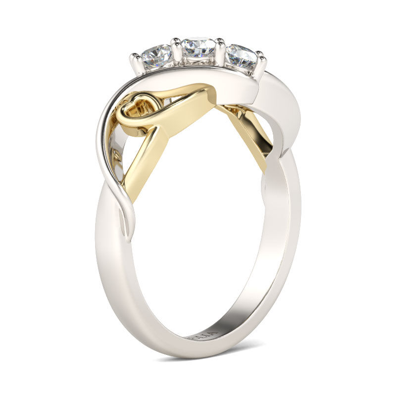Jeulia Bypass Herz Design Rundschliff Sterling Silber Damen Ring Trauring