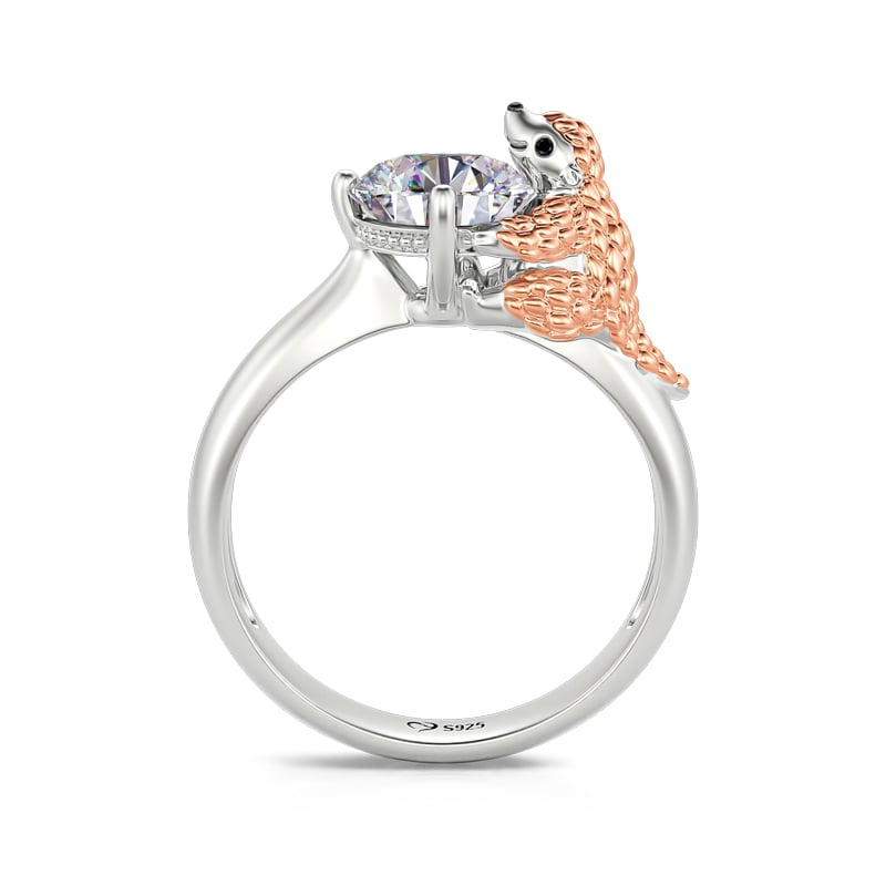 Jeulia Hug Me "Bellied Pangolin" Round Cut Sterling Silver Ring