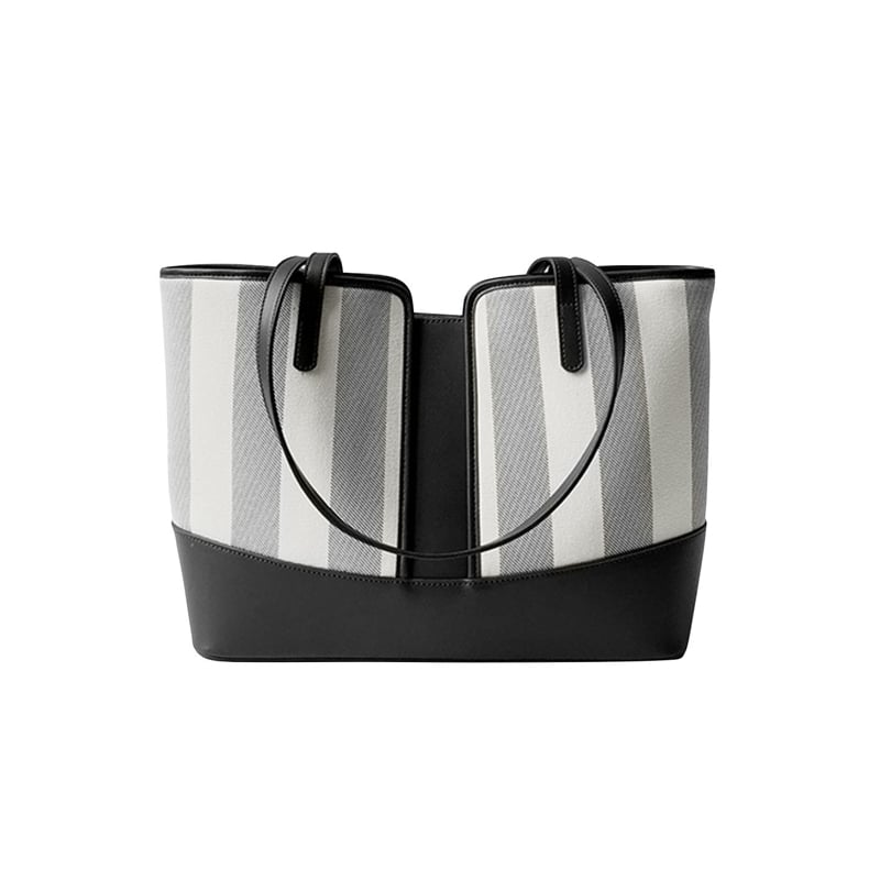 Jeulia Tri-Color Striped Leather Tote Bag Minimalist Large Tote Bag
