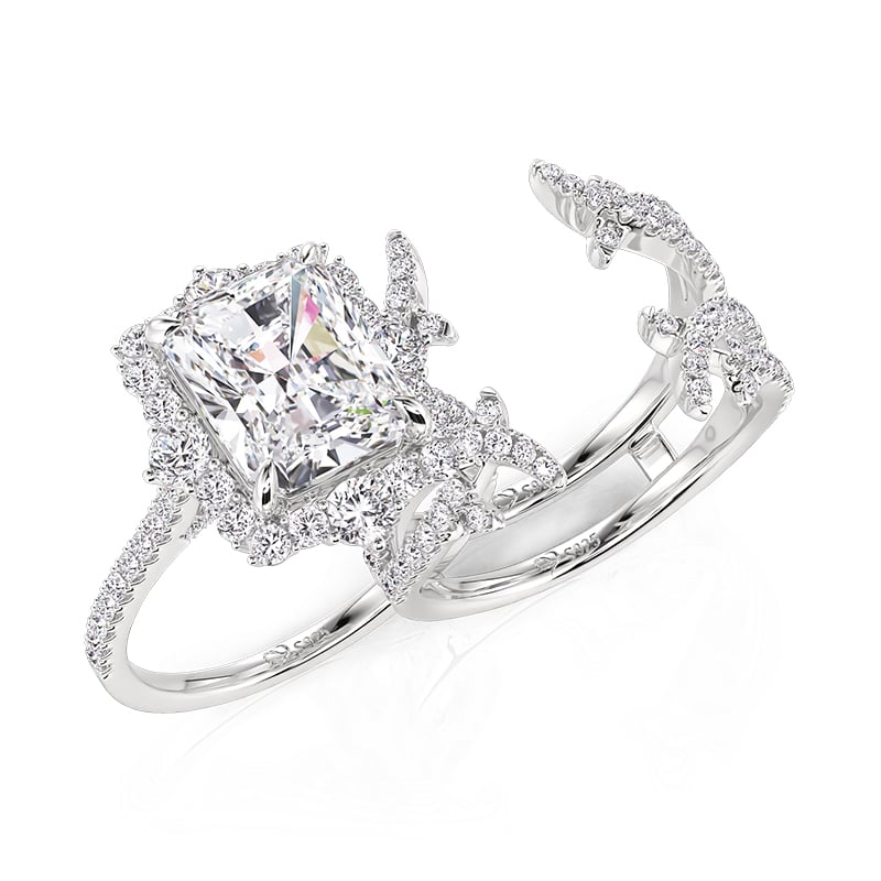 Jeulia Inset Thorn Gorgeous Enhancer Halo  Ring Set