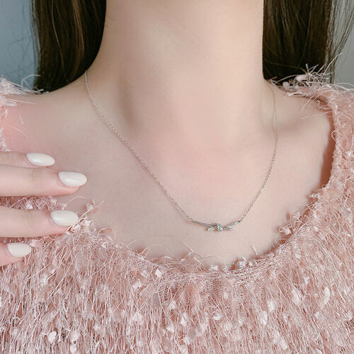 Jeulia "Love Knot" Sterling Silver Necklace
