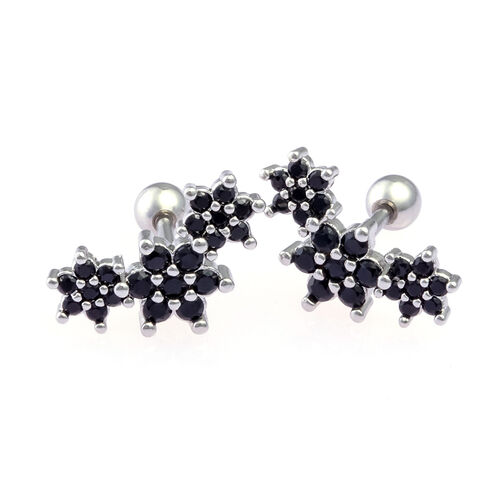Jeulia "Dainty Flowers" Round Cut Sterling Silver Earrings